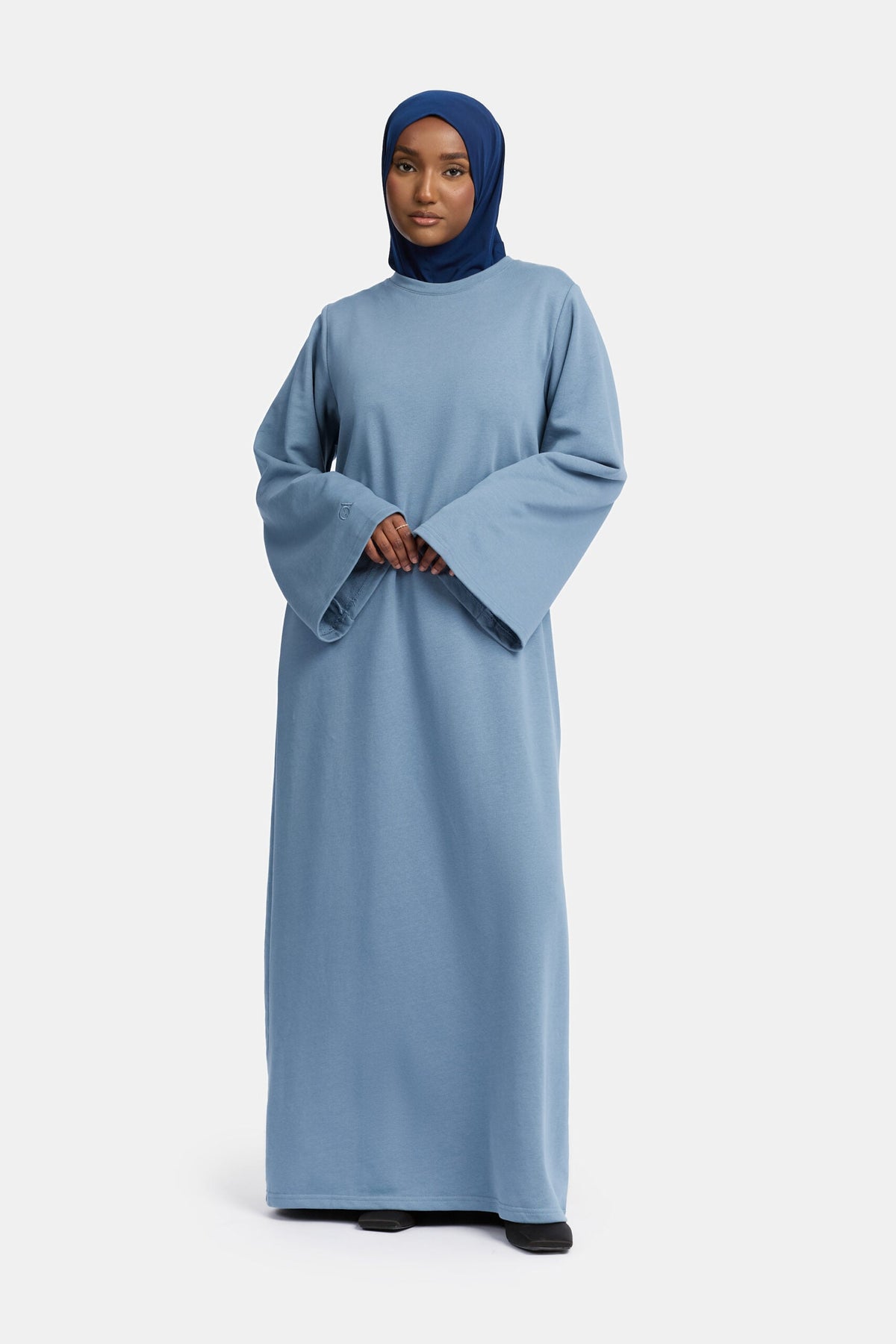 Sweater wide sleeve abaya Denim Blue