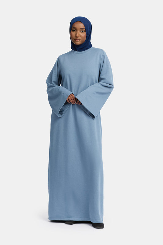 Sweater wide sleeve abaya Denim Blue