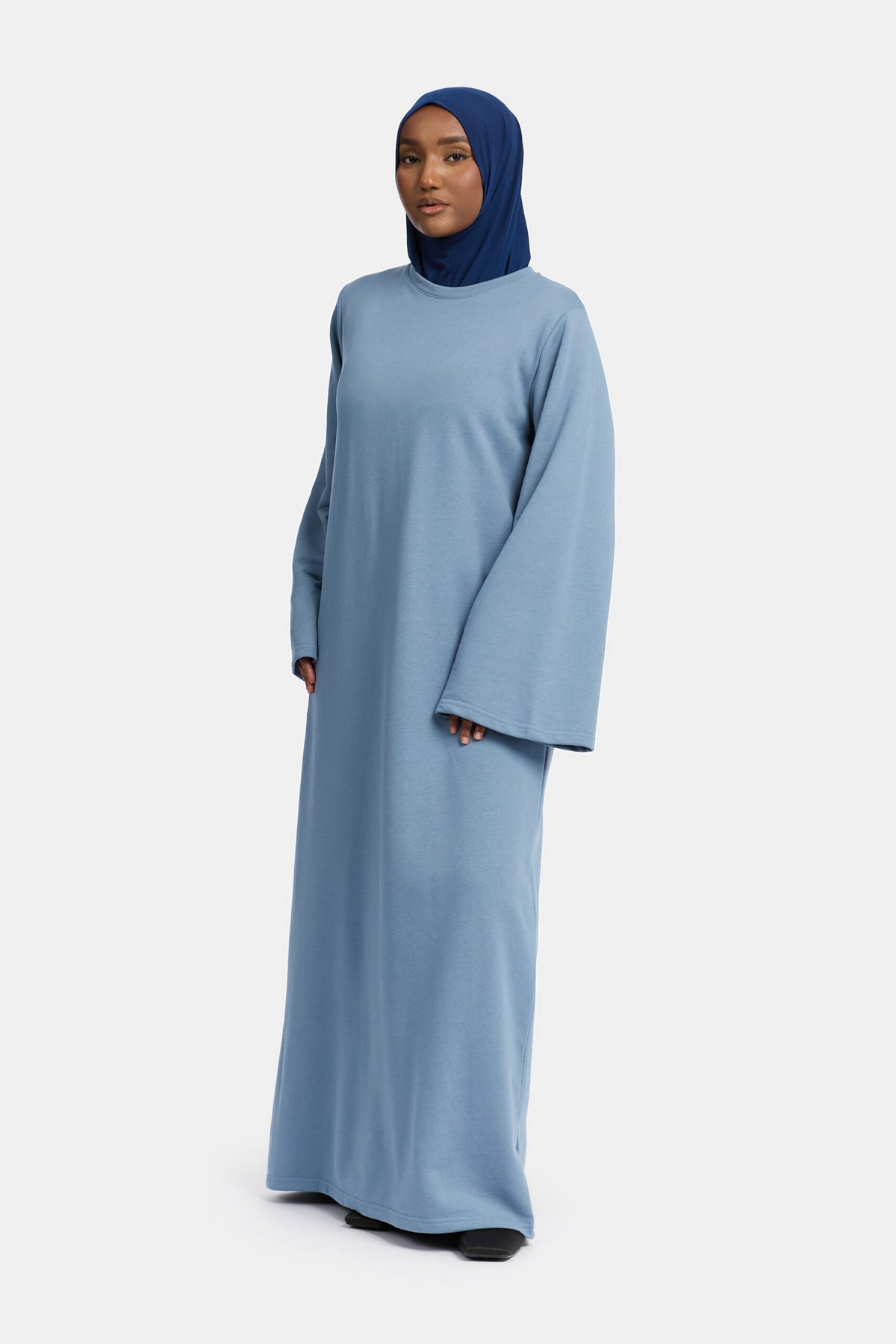 Sweater wide sleeve abaya Denim Blue