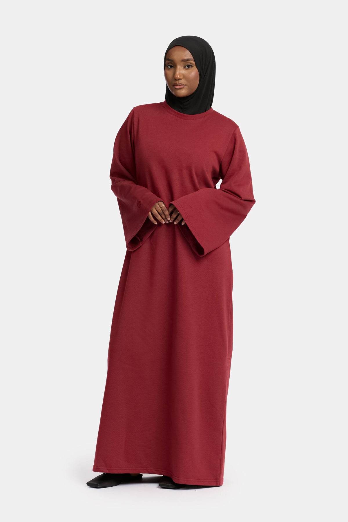 Sweater wide sleeve abaya Burgundy