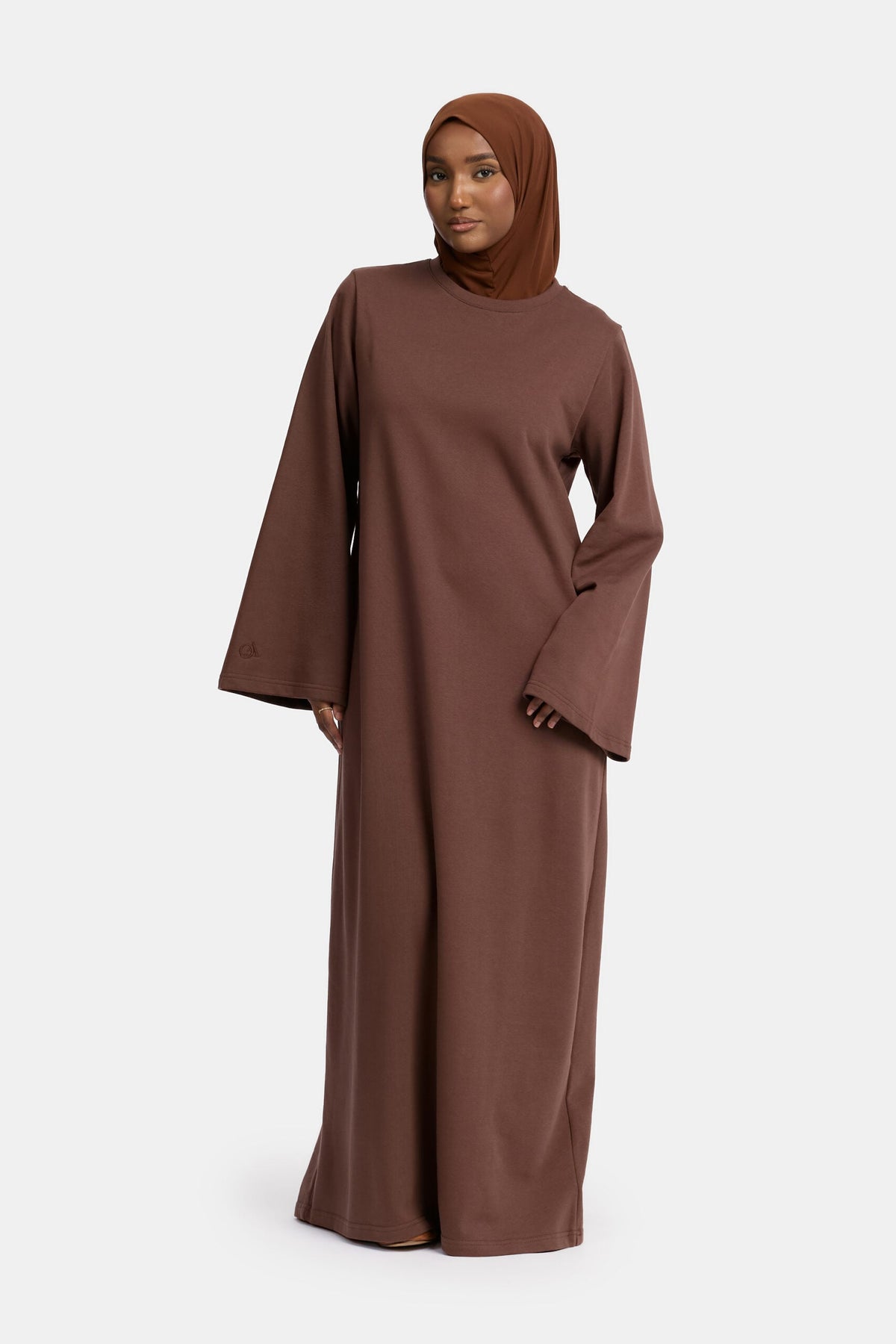 Dark Chocolate wide-sleeve sweater abaya