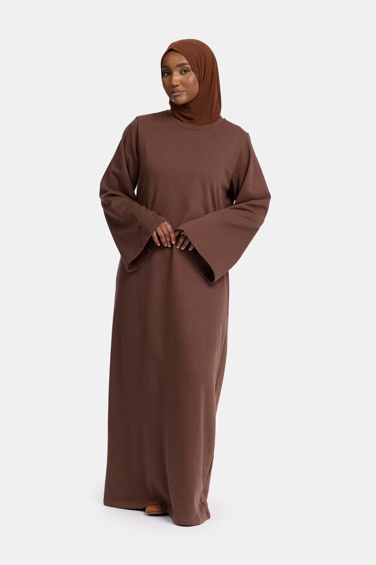 Dark Chocolate wide-sleeve sweater abaya