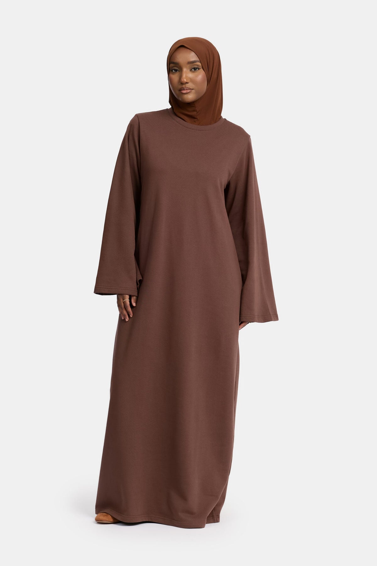 Dark Chocolate wide-sleeve sweater abaya