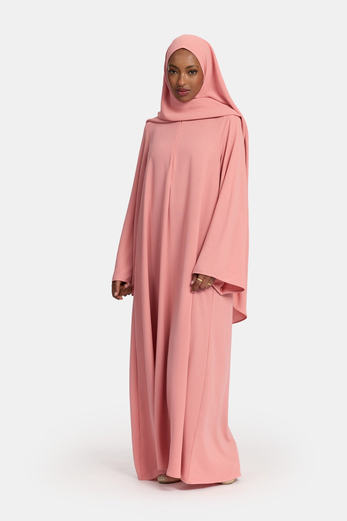 Lightweight stretch abaya Coral Pink