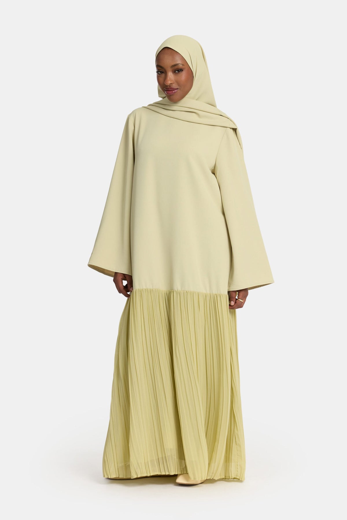 Pleated skirt abaya Pastel Mint