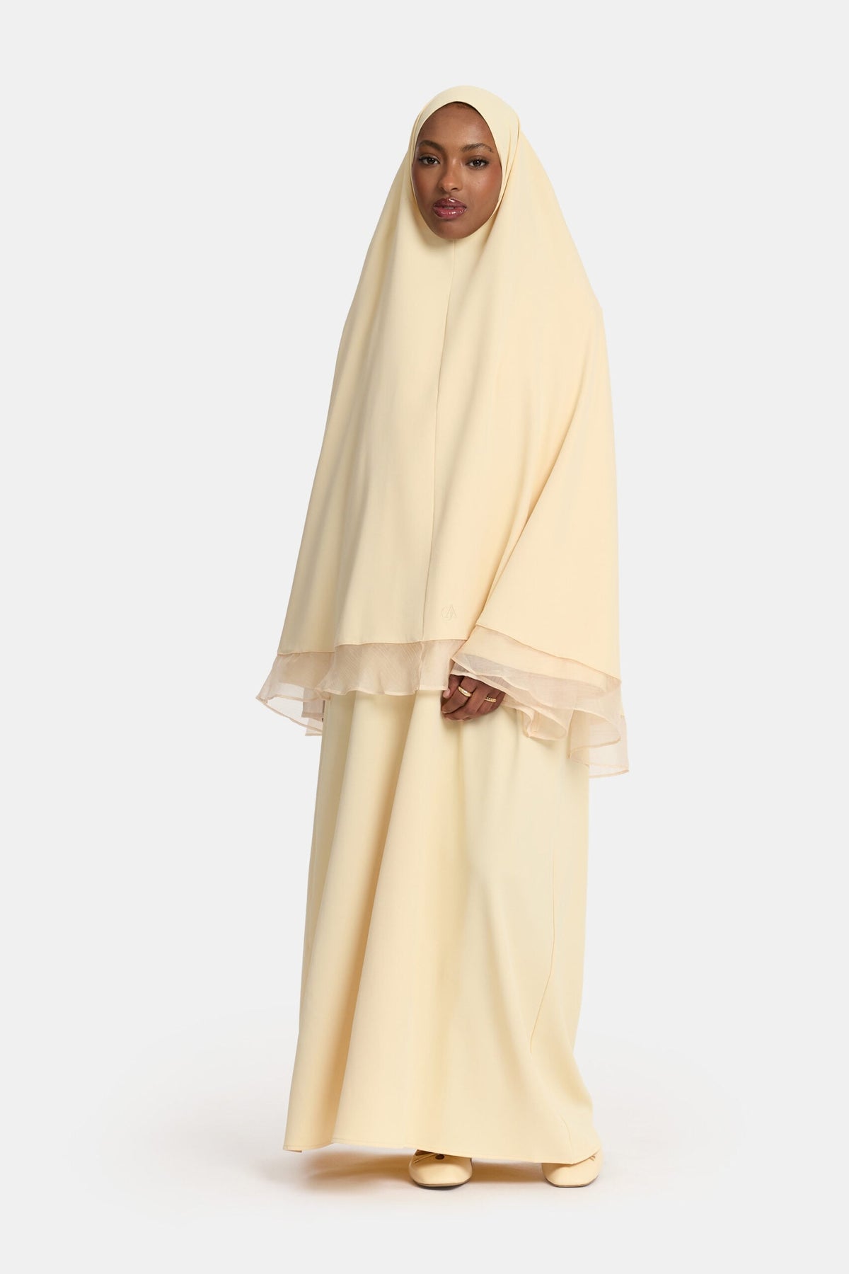 Khimar Pastel Yellow (Double sleeve)