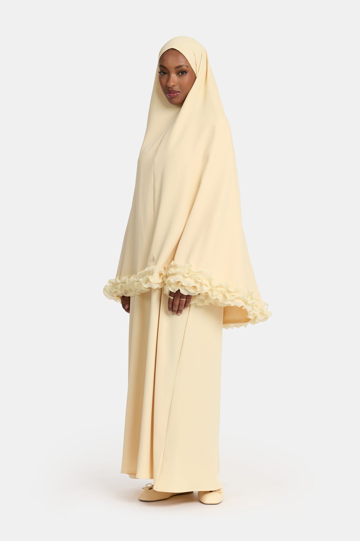 Wrinkle chiffon khimar Pastel Yellow