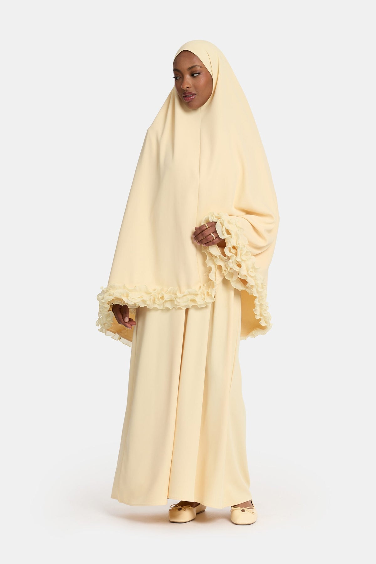 Wrinkle chiffon khimar Pastel Yellow