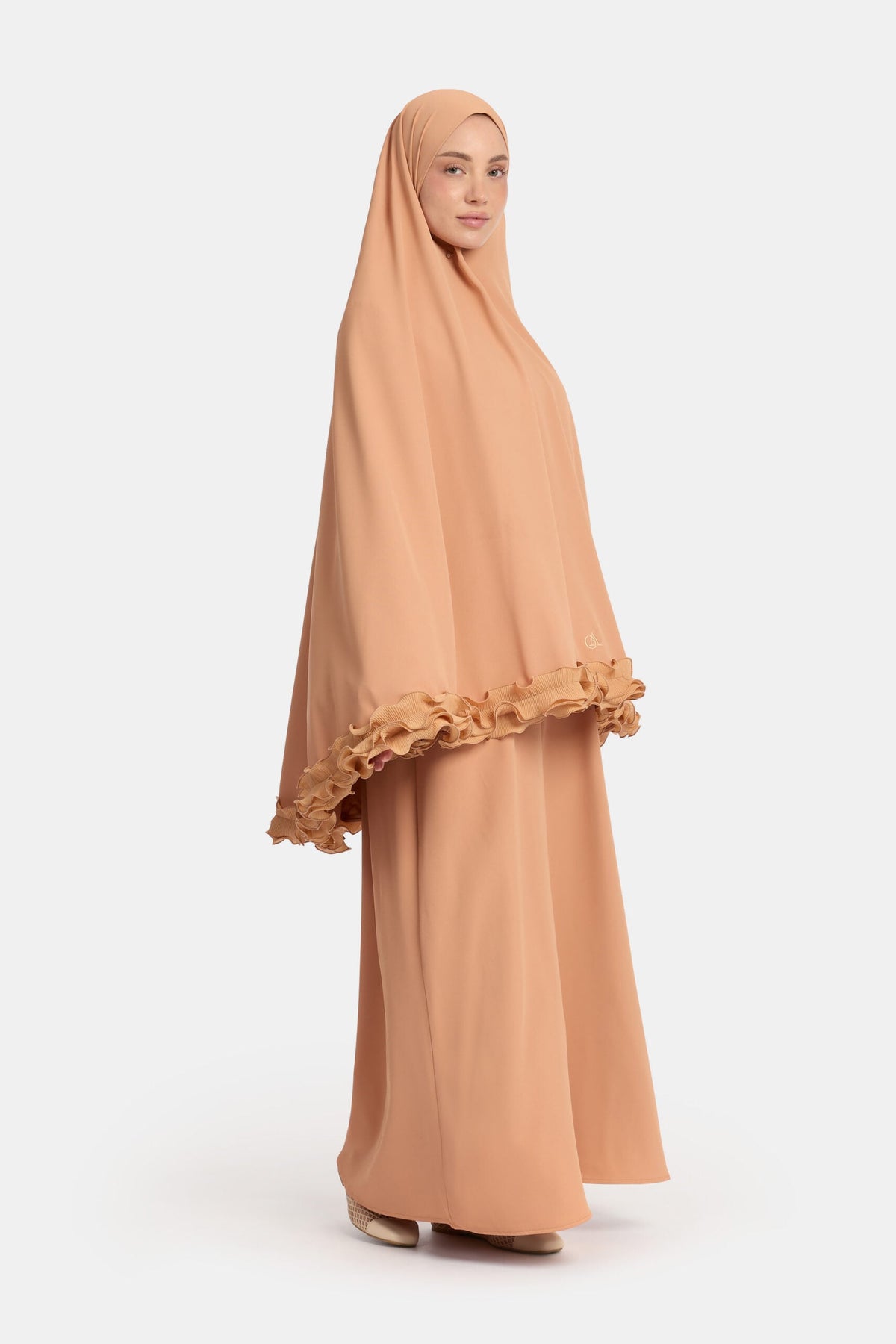 Wrinkle chiffon khimar Muskmelon