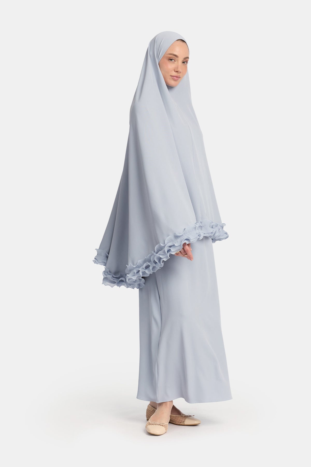 Wrinkle chiffon khimar Powder Blue