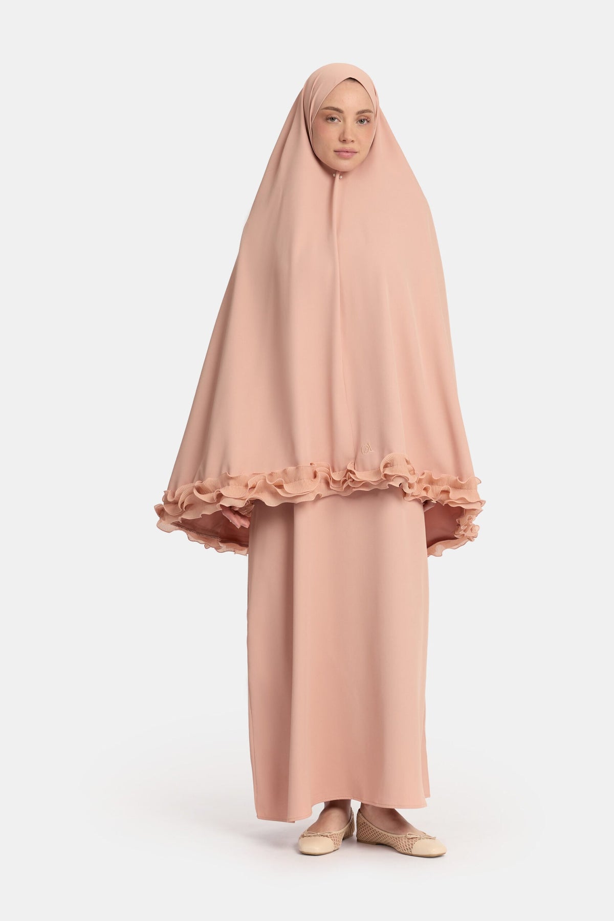 Wrinkle chiffon khimar Soft Peach