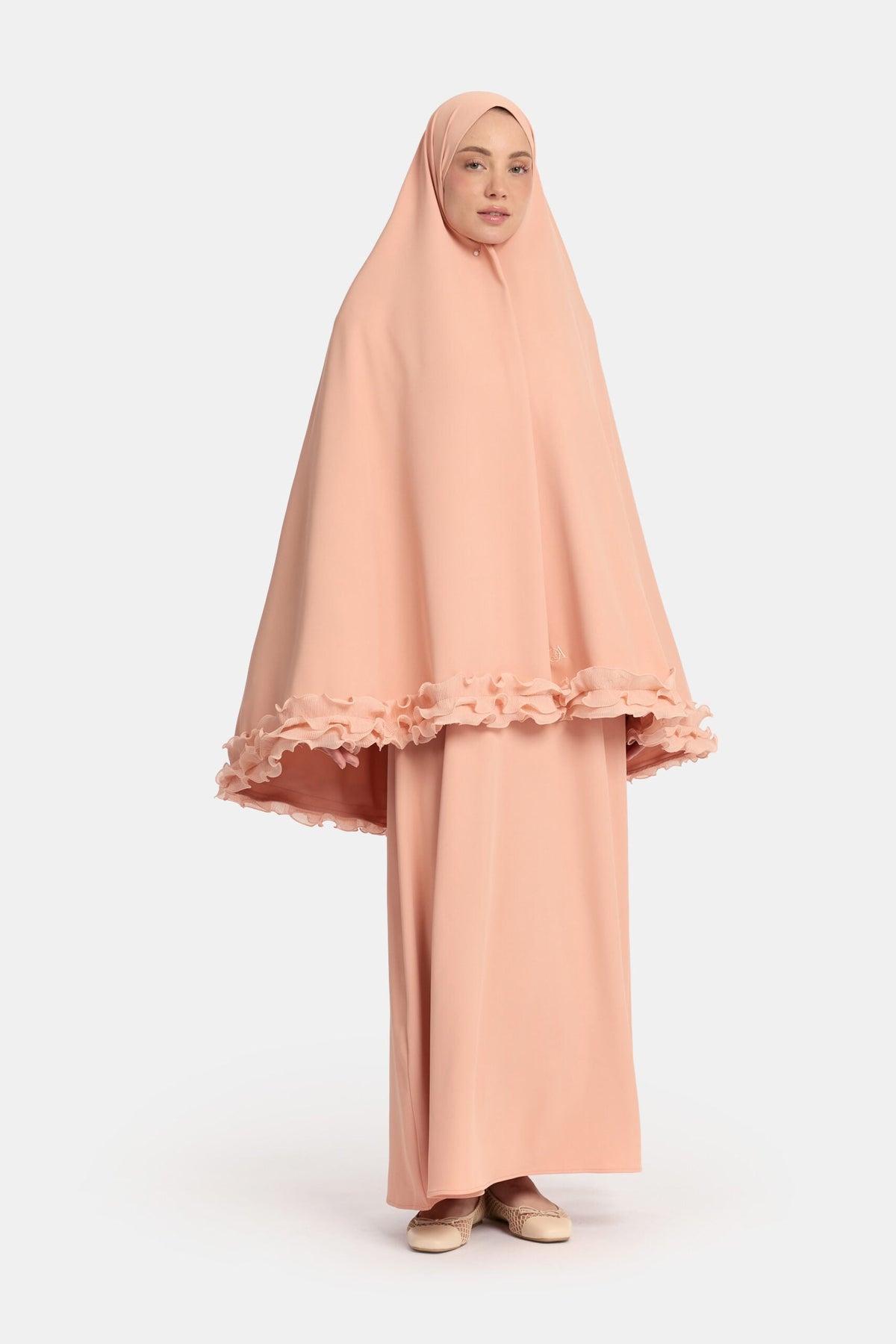 Wrinkle chiffon khimar Peach Pink