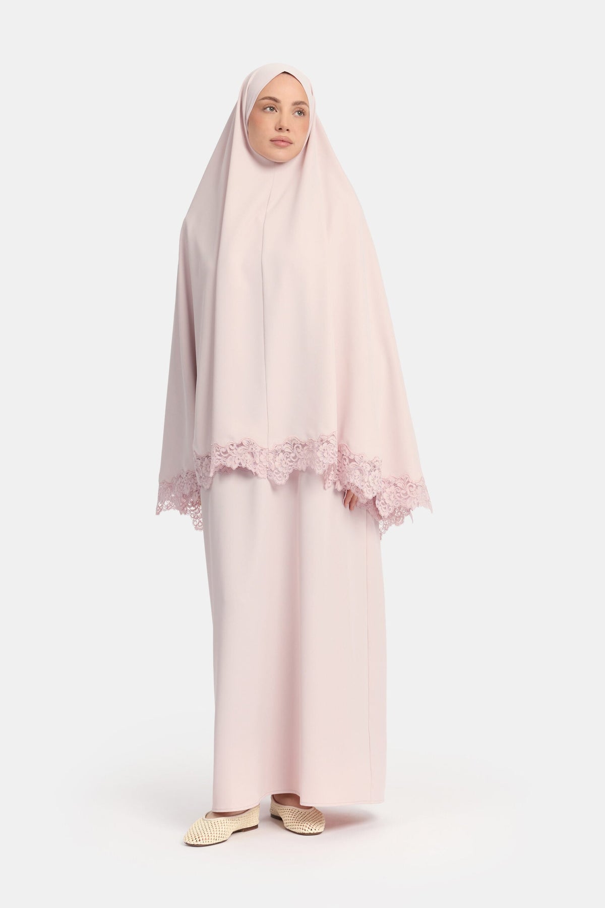 Lace khimar wavy edge Lilac Blush