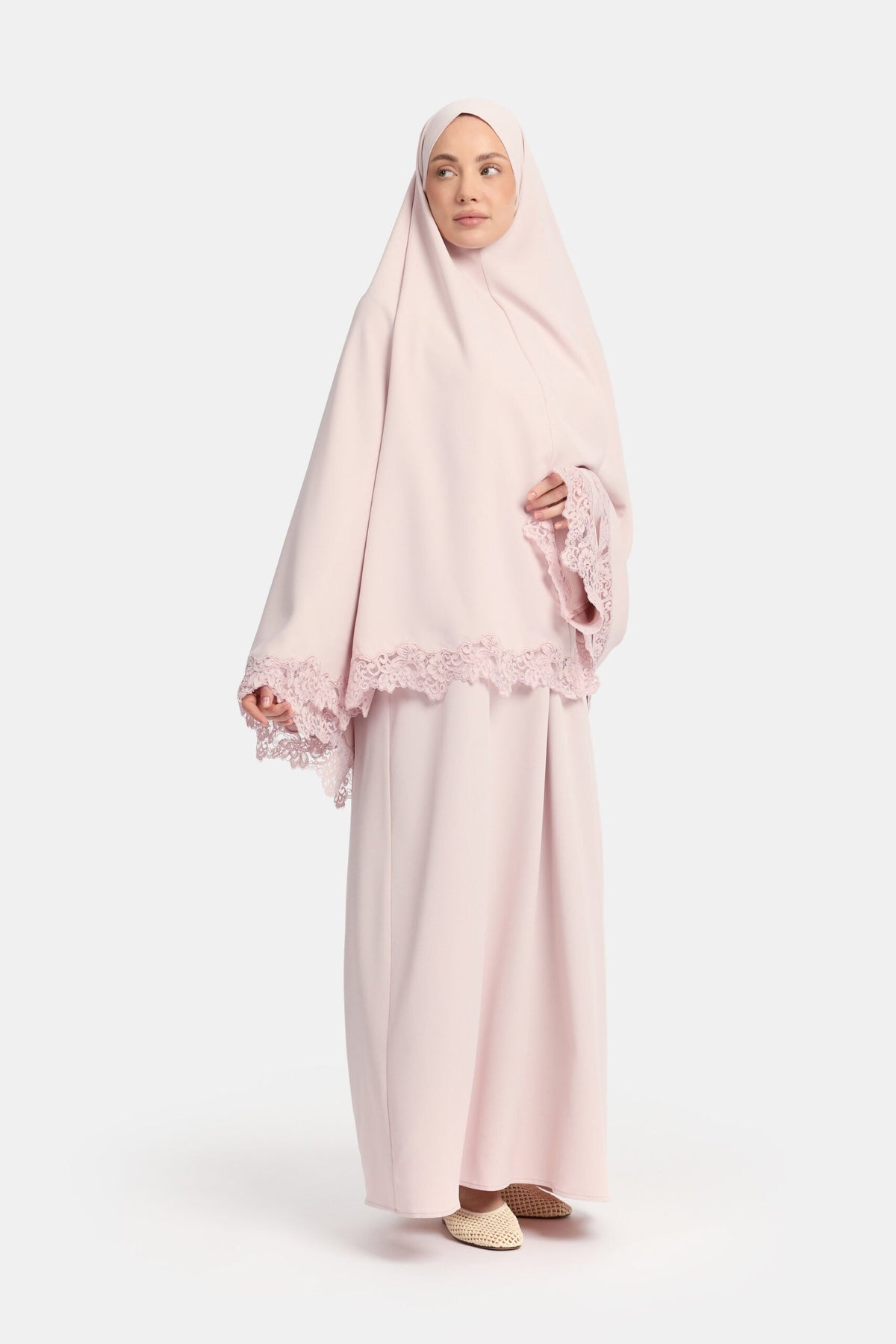 Lace khimar wavy edge Lilac Blush