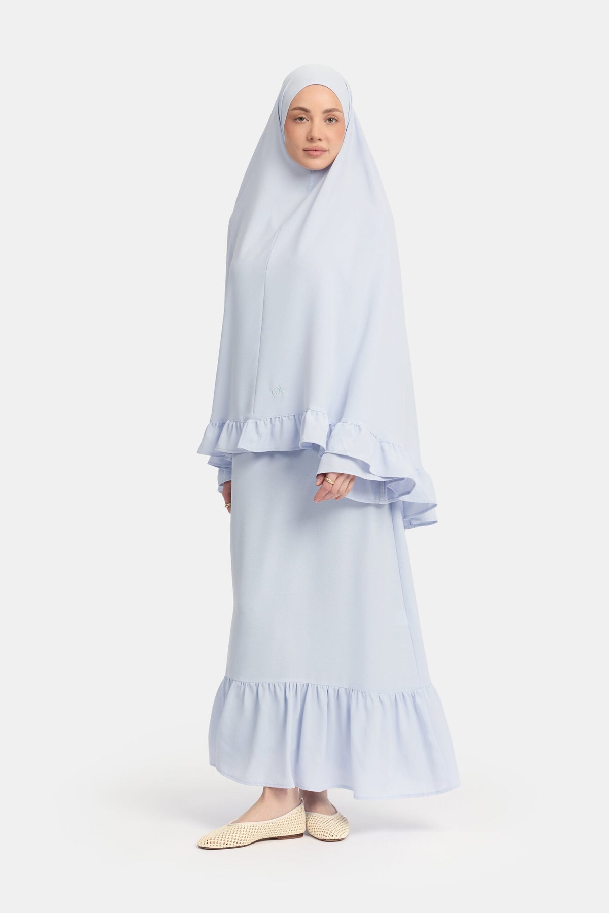 Ruffle khimar Ice Blue (lightweight stretch)