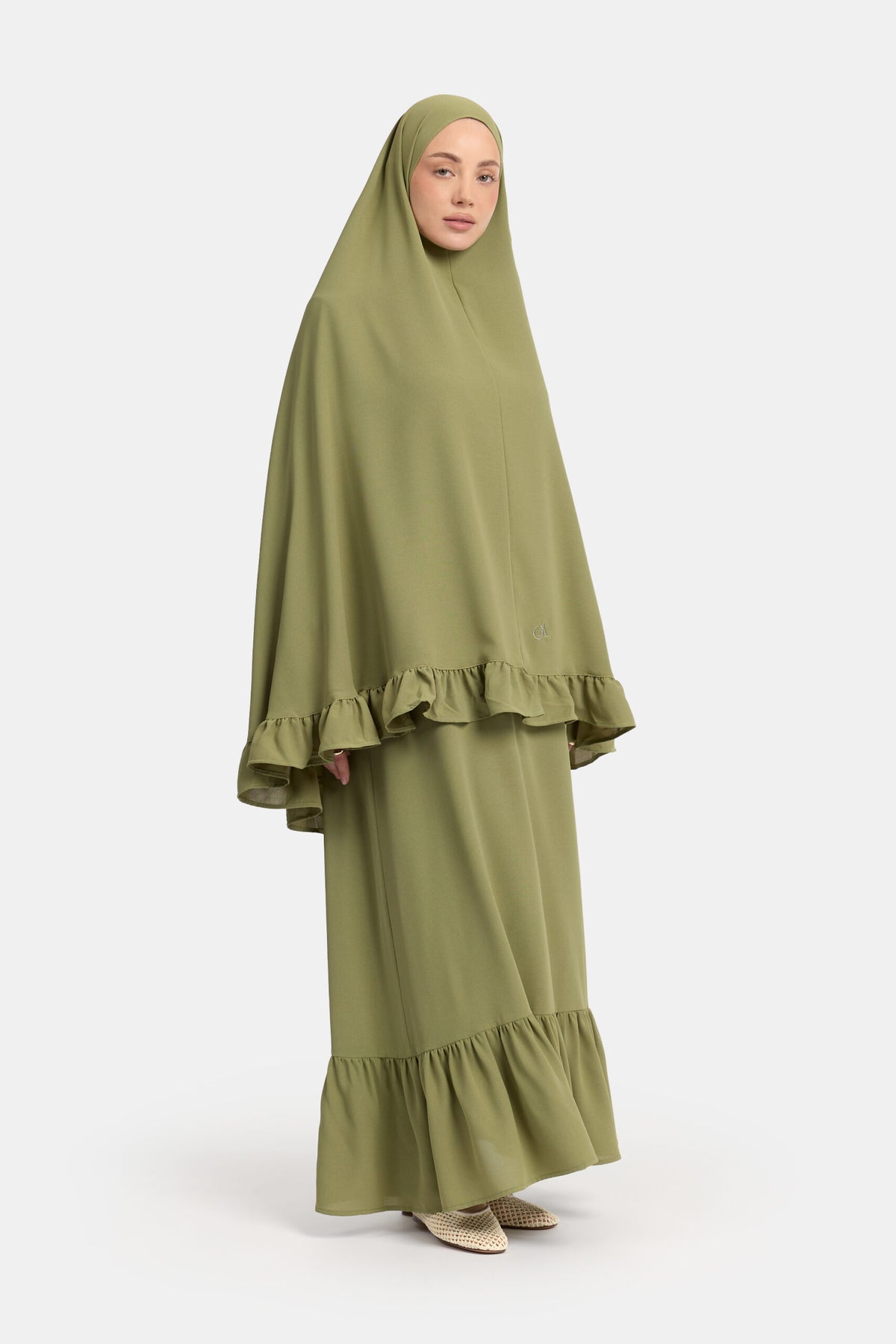 Ruffle khimar Leaf (lightweight stretch)