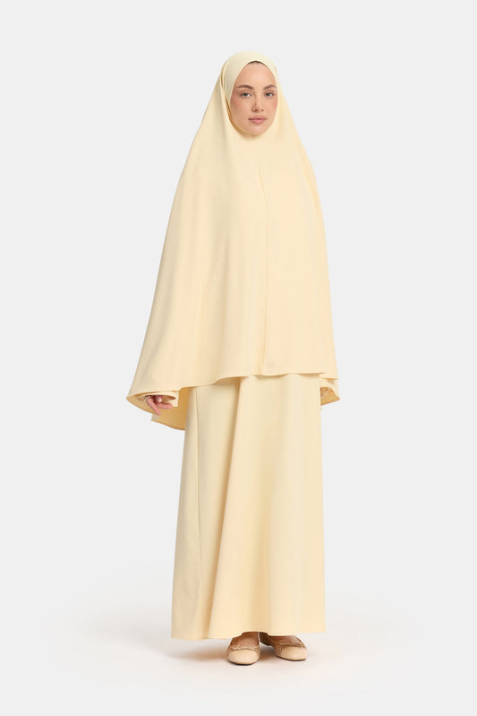 Khimar Pastel Yellow (Embroidery)