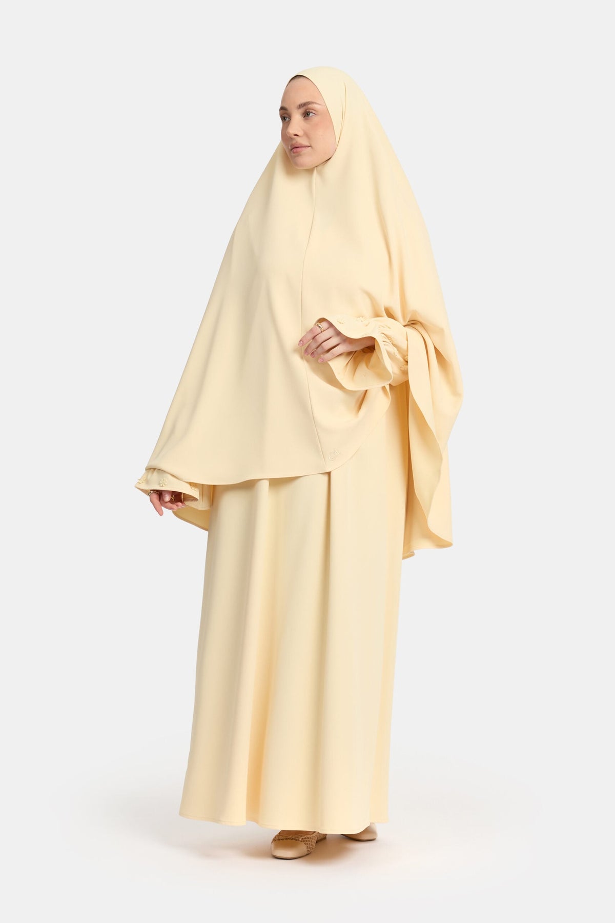 Khimar Pastel Yellow (Embroidery)
