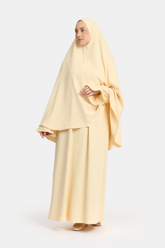 Khimar Pastel Yellow (Embroidery)