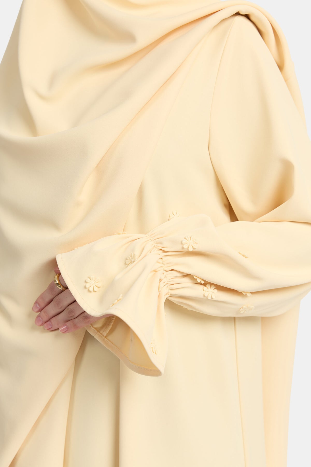 Embroidery abaya Pastel Yellow