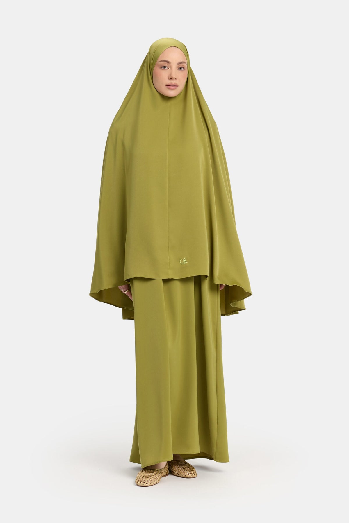 Satin khimar Olive (Asymmetric)