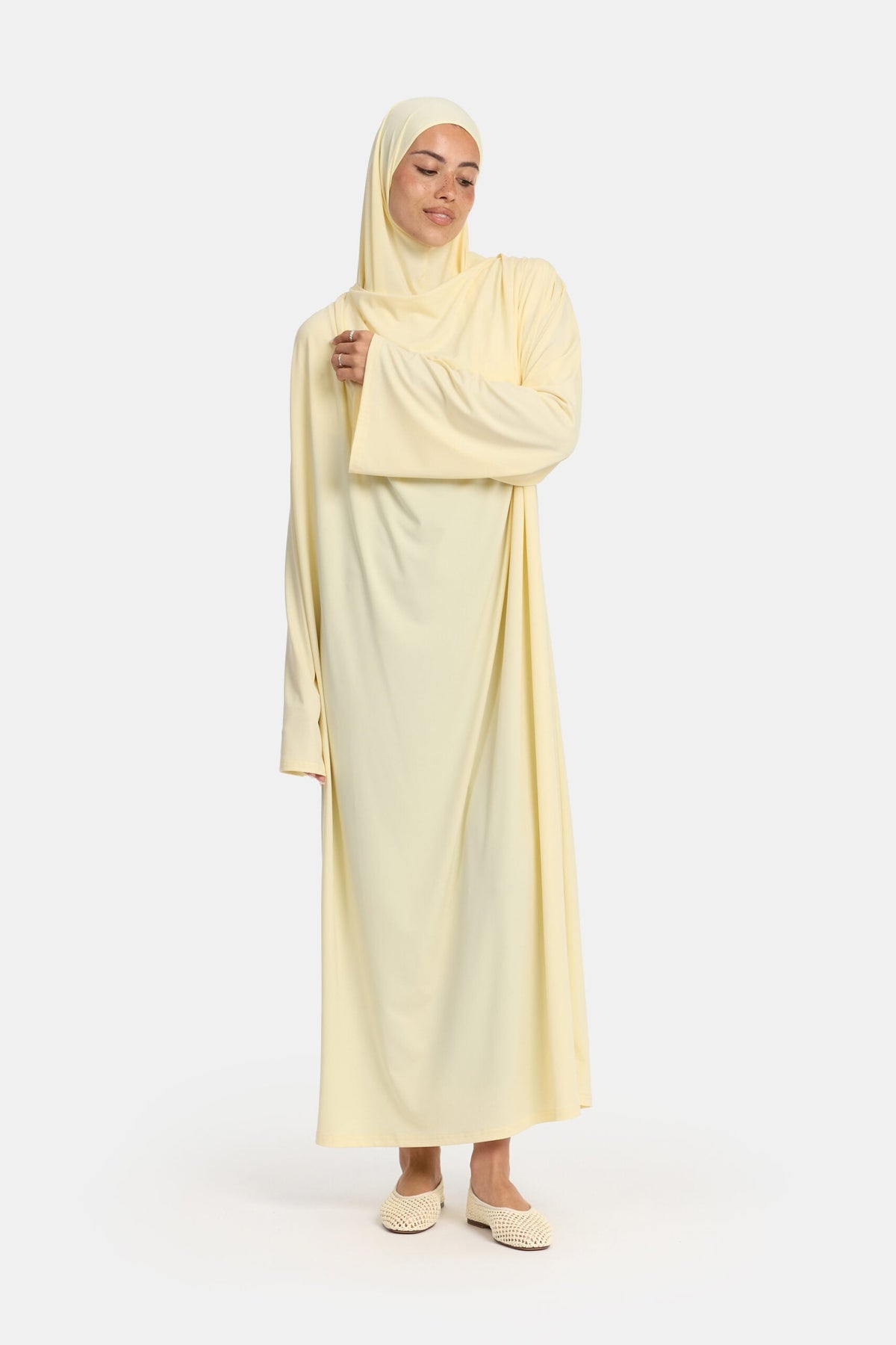 Premium jersey abaya Pastel Yellow