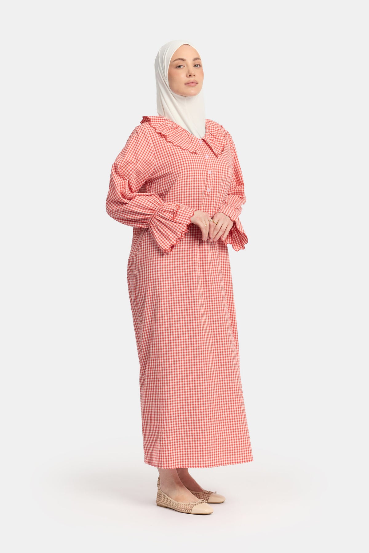 Checkered abaya watermelon OAmalak