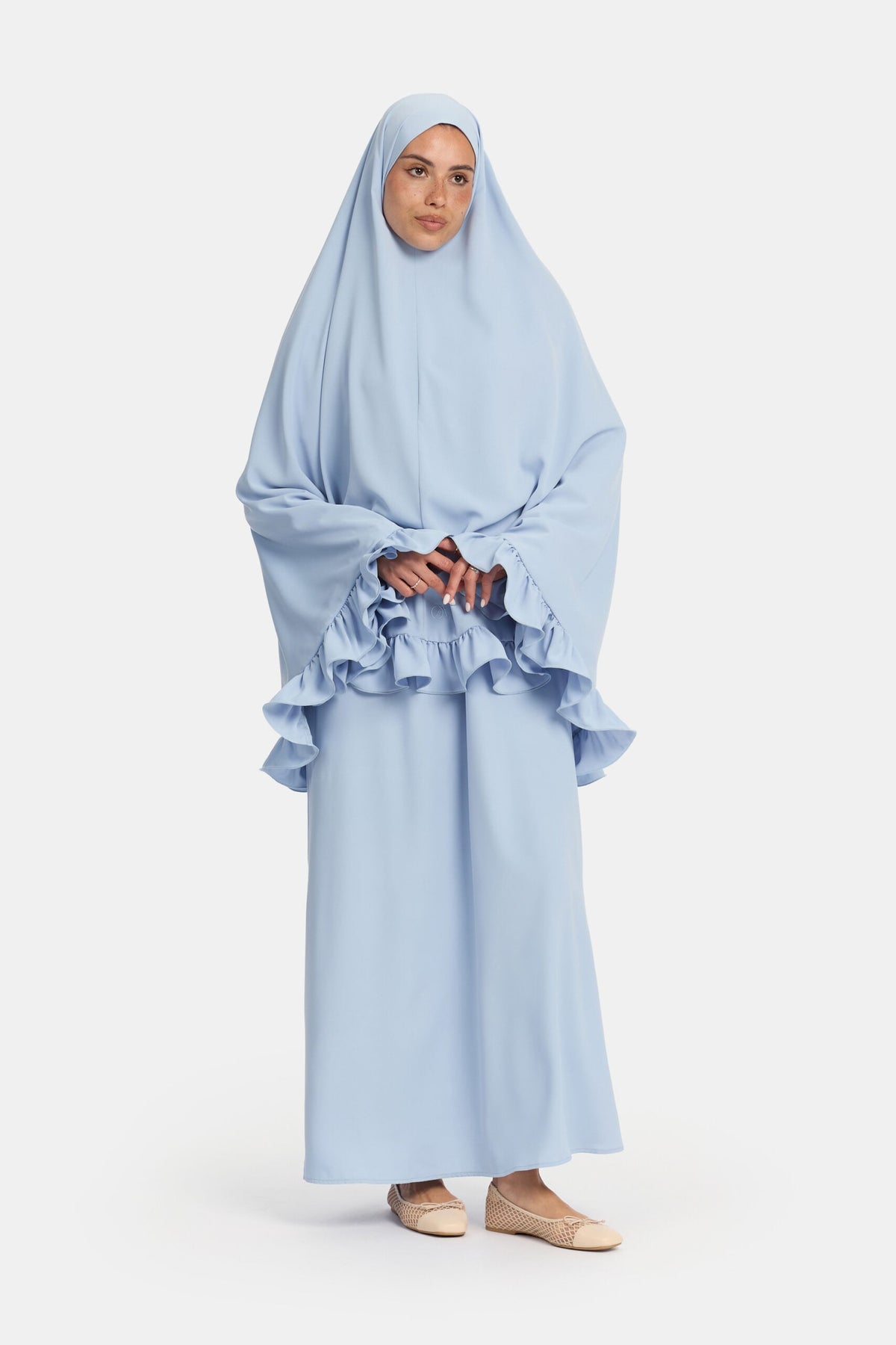 Nidha flounce khimar Sky Blue