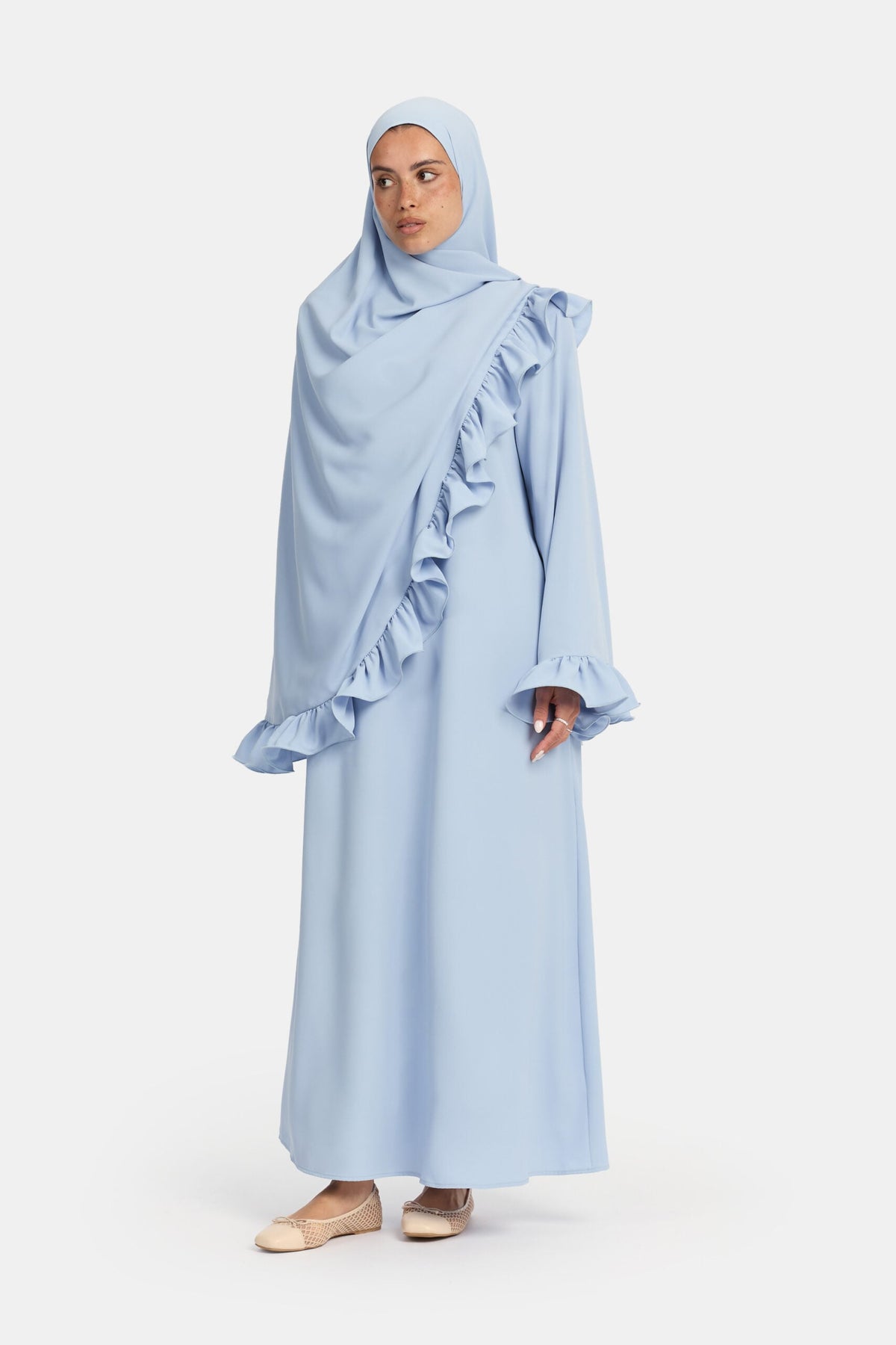 Nidha flounce abaya Sky Blue