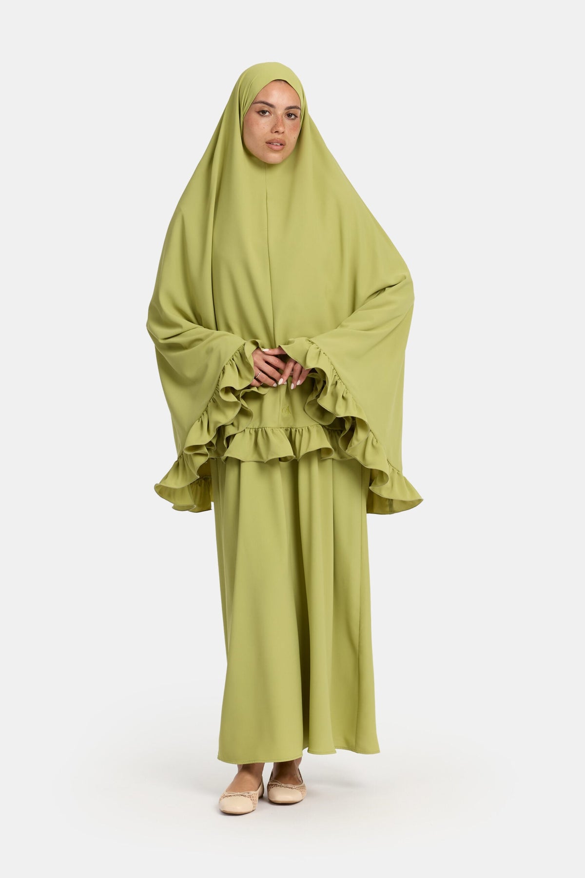 Nidha flounce khimar Pistache