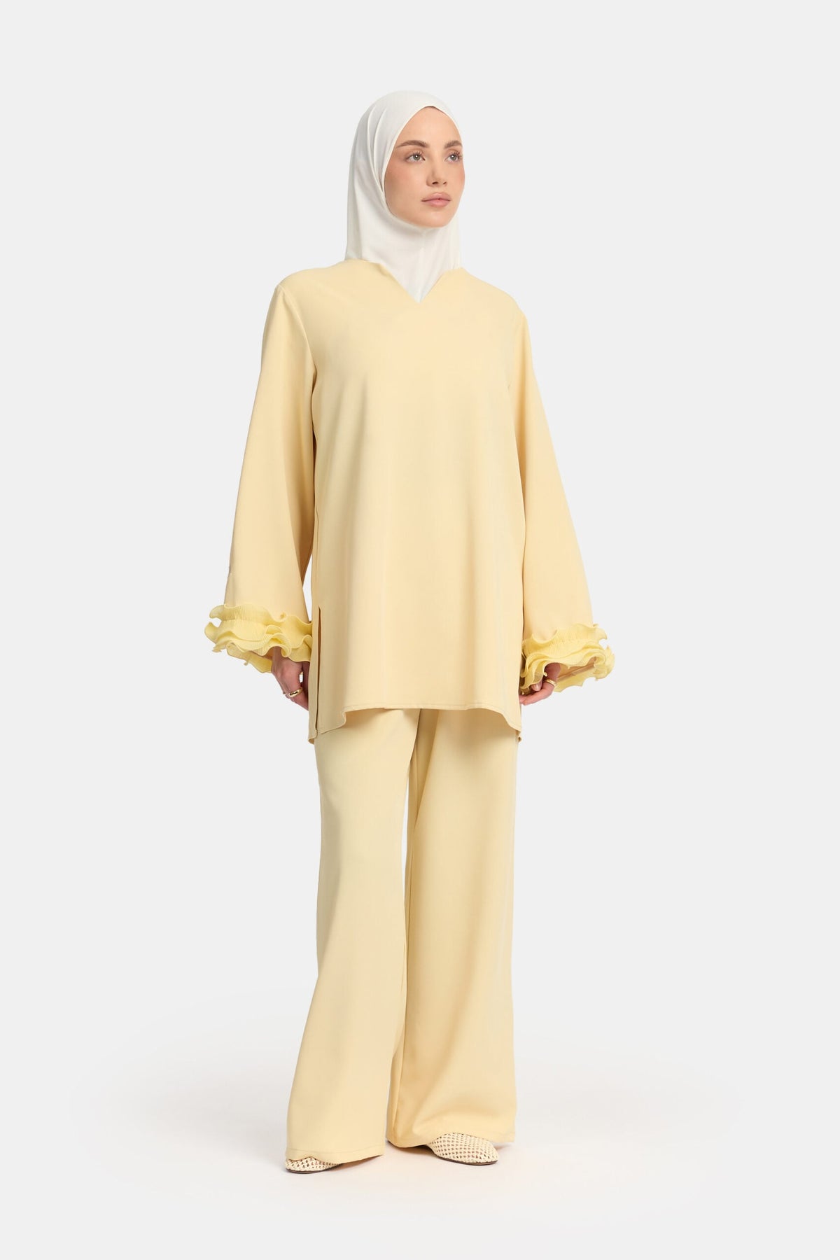 Wrinkle chiffon twinset Sunshine Yellow
