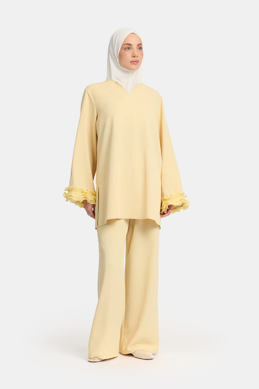 Wrinkle chiffon twinset Sunshine Yellow