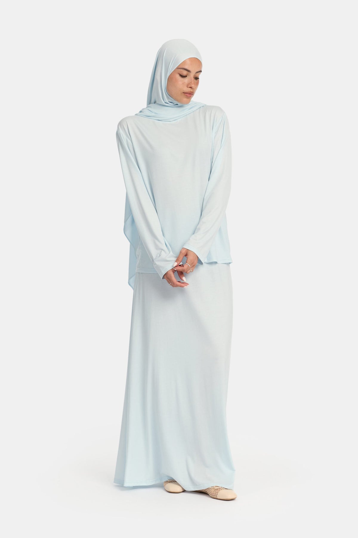 Modal jersey khimar set Aqua blue OAmalak