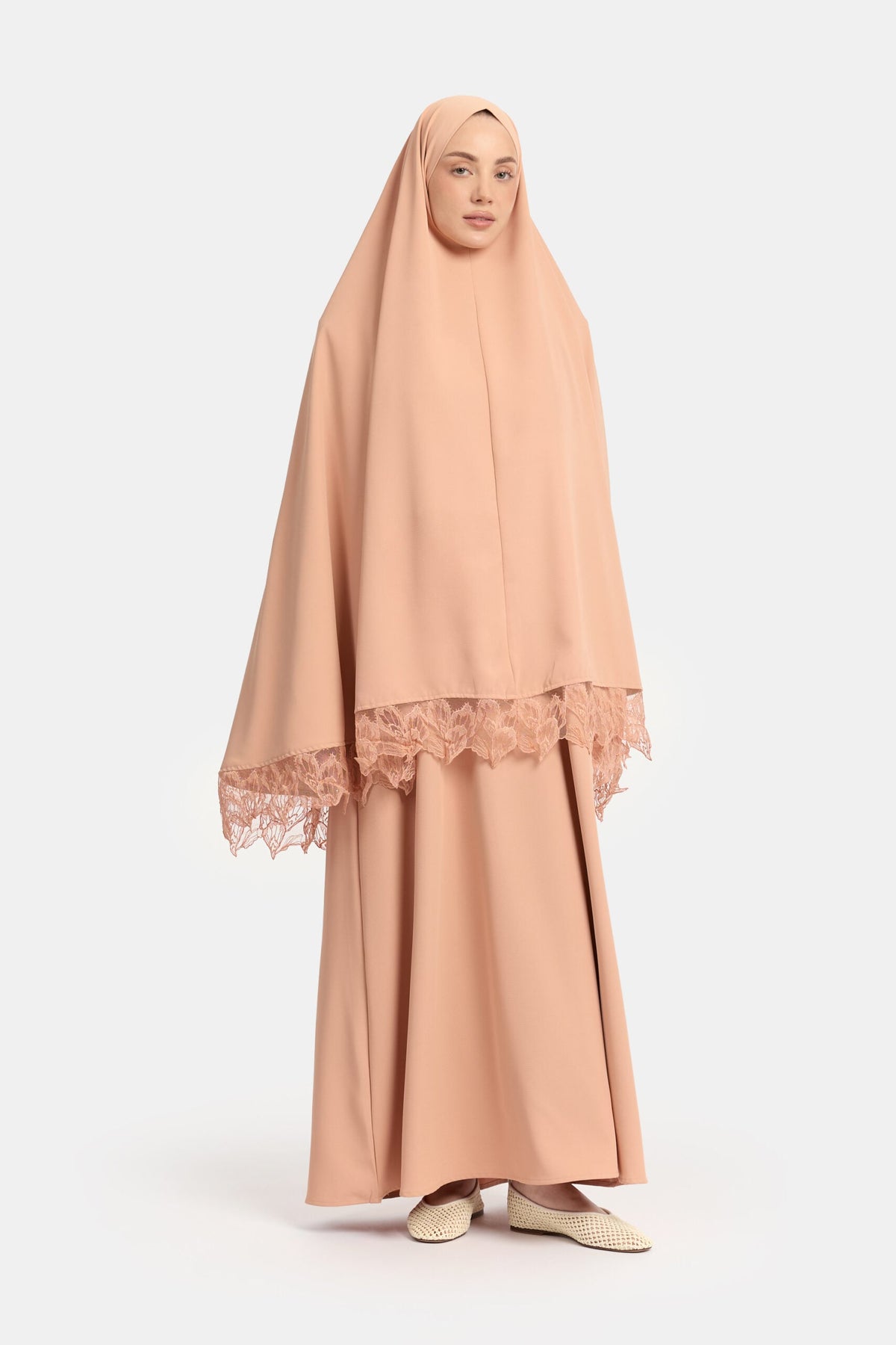 Khimar Earthy Orange (Leaf Lace)