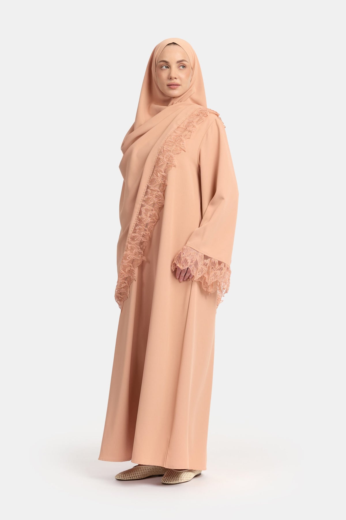Leaf lace abaya Earthy Orange