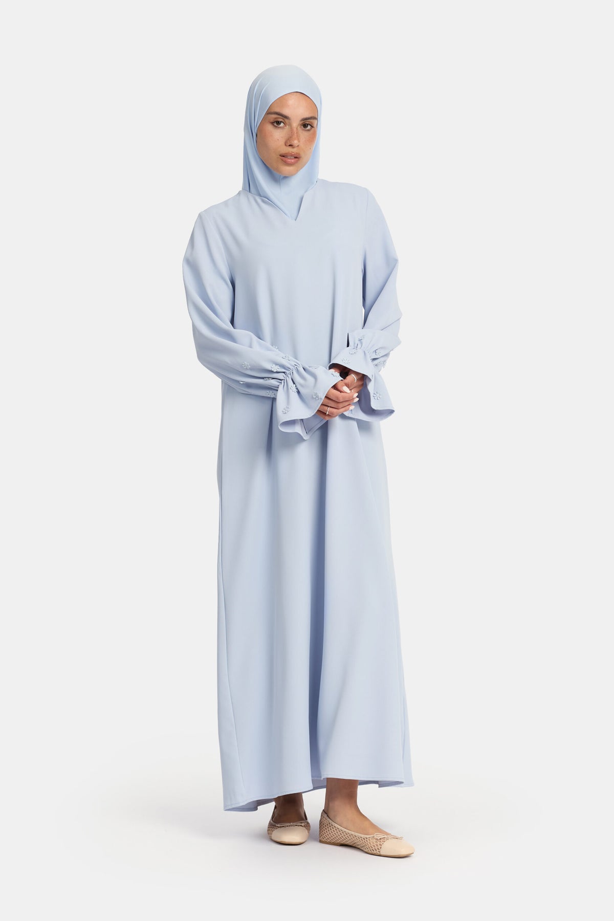 Embroidery abaya Soft Blue