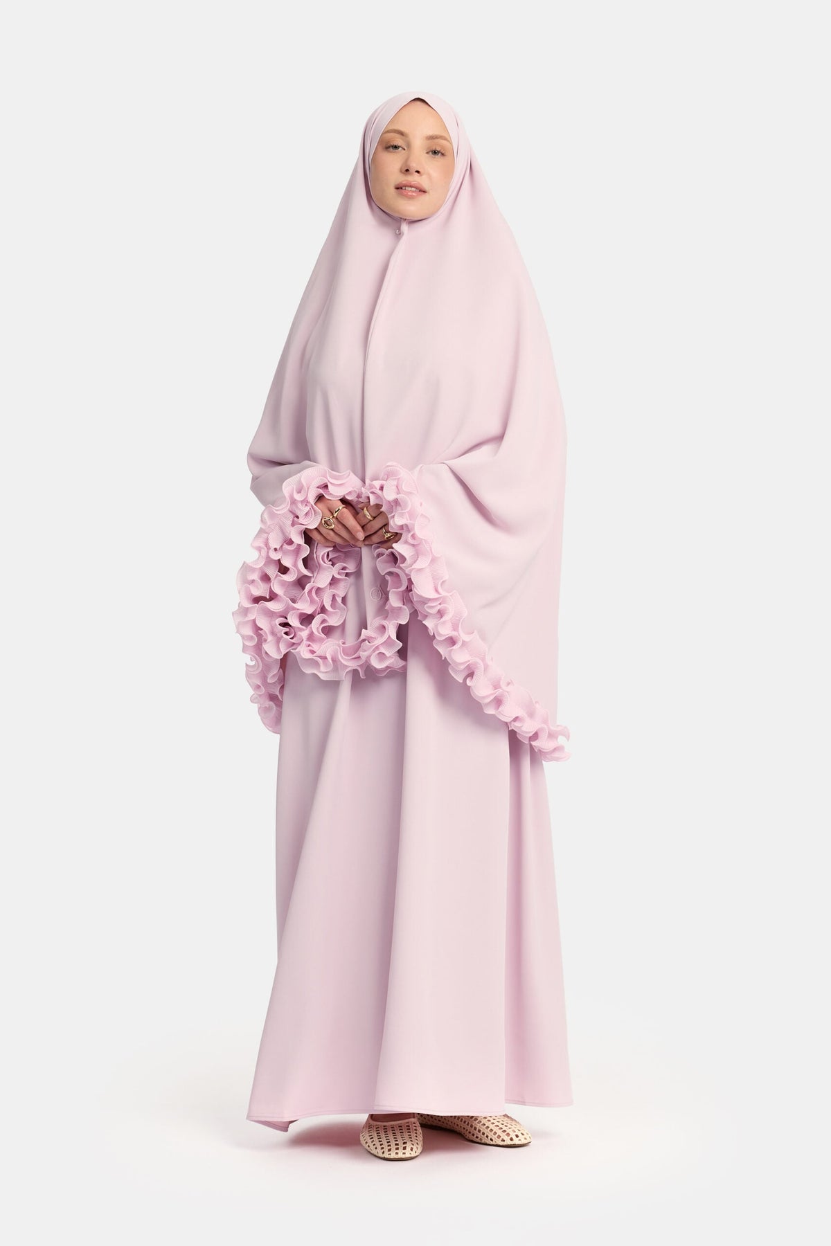 Wrinkle chiffon khimar Lilac