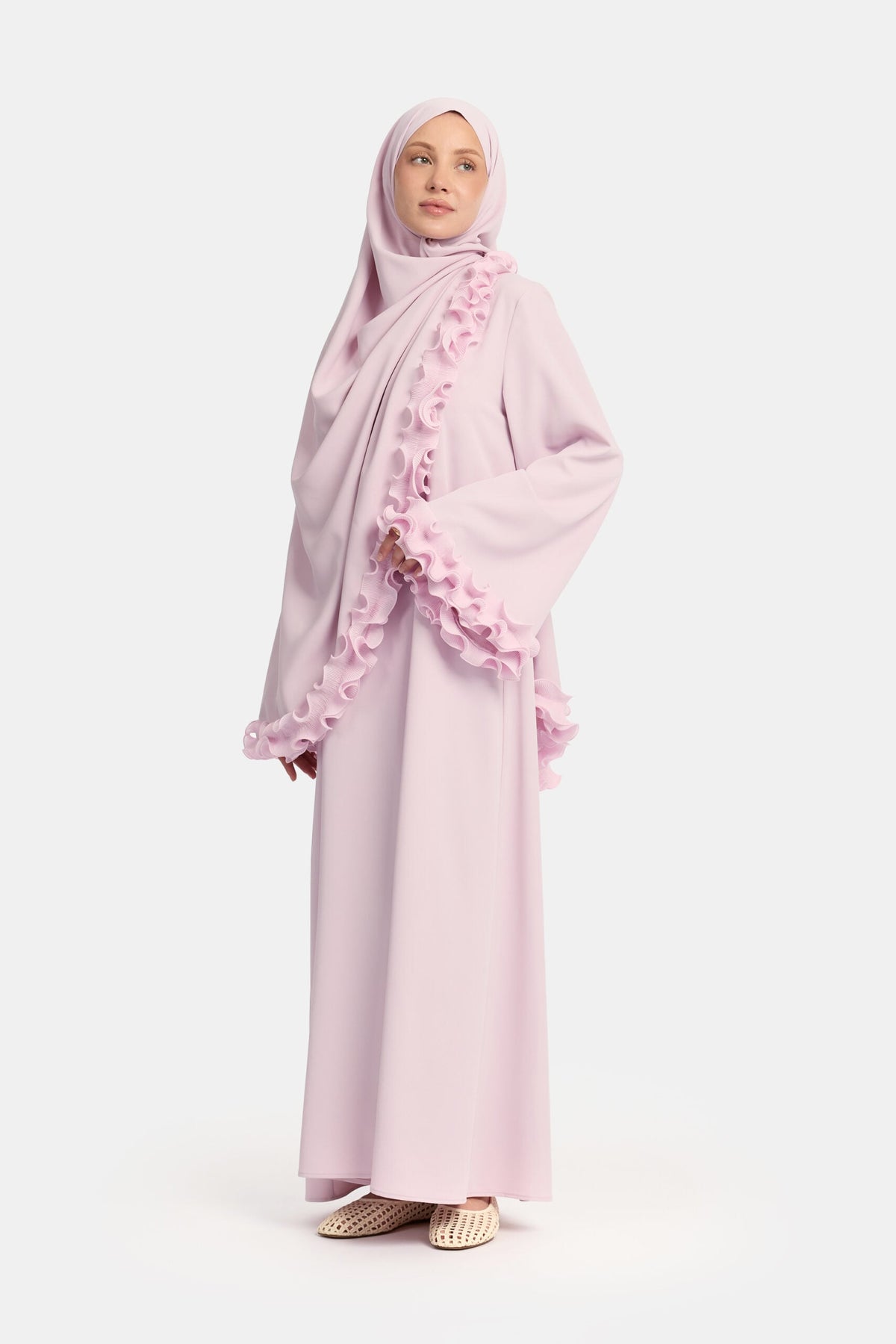 Wrinkle chiffon abaya Lilac