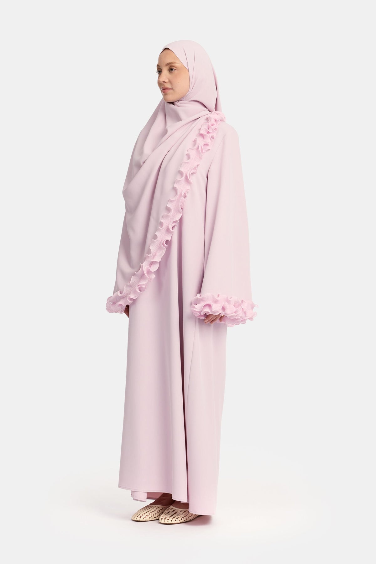 Wrinkle chiffon abaya Lilac