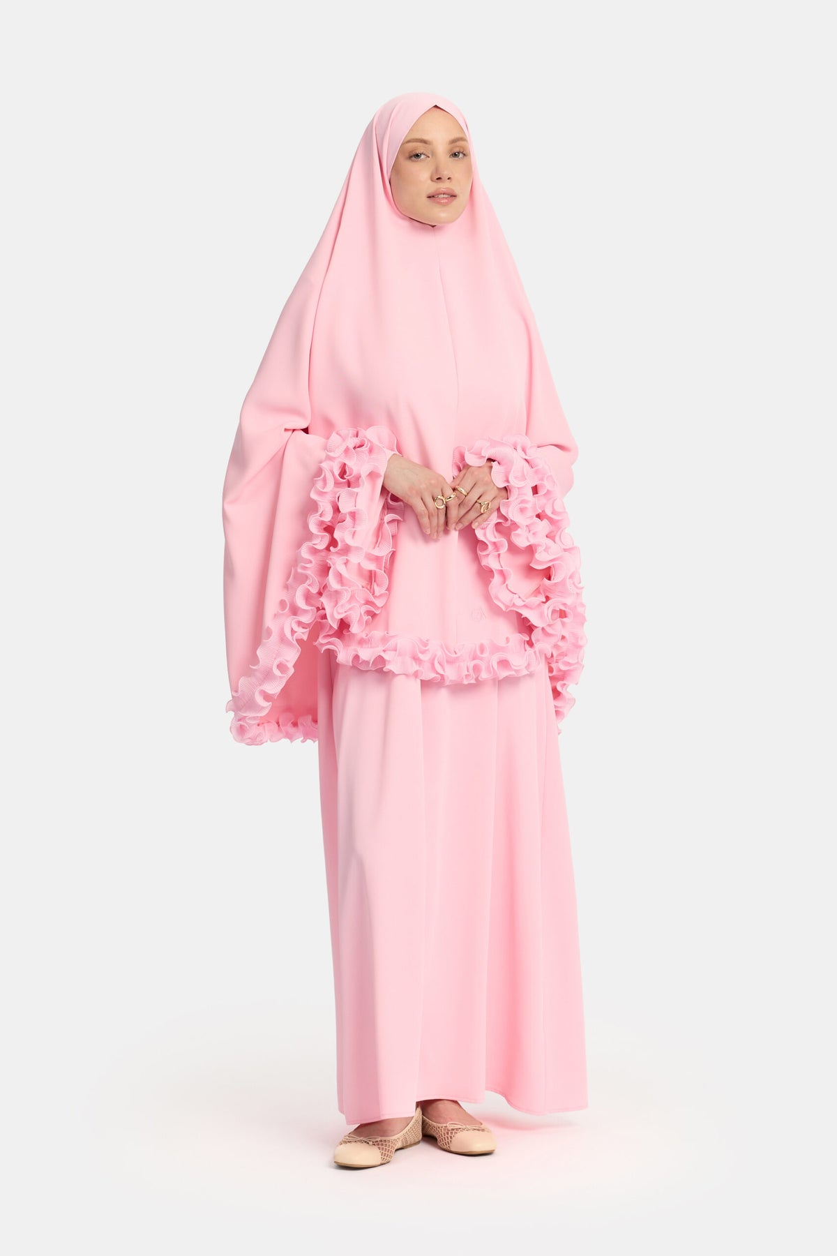 Wrinkle chiffon khimar Dark Pink