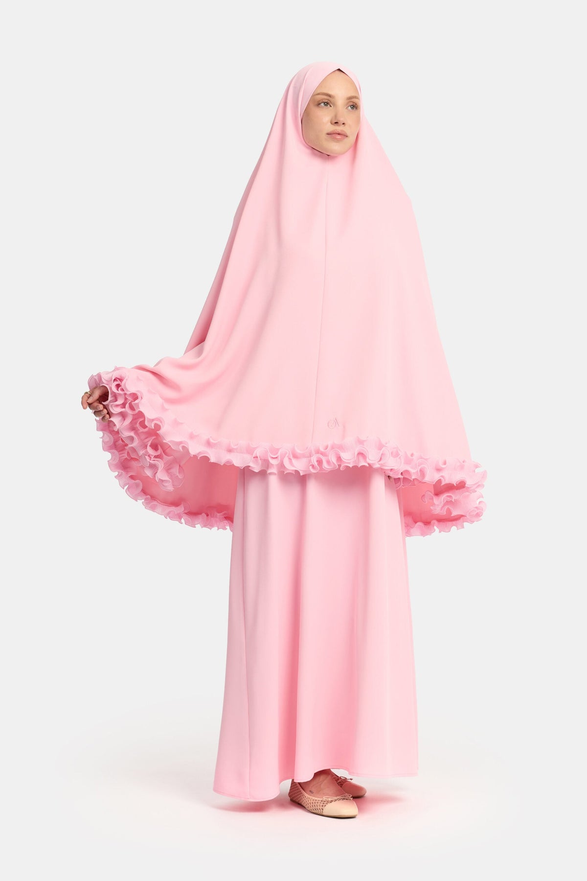 Wrinkle chiffon khimar Dark Pink