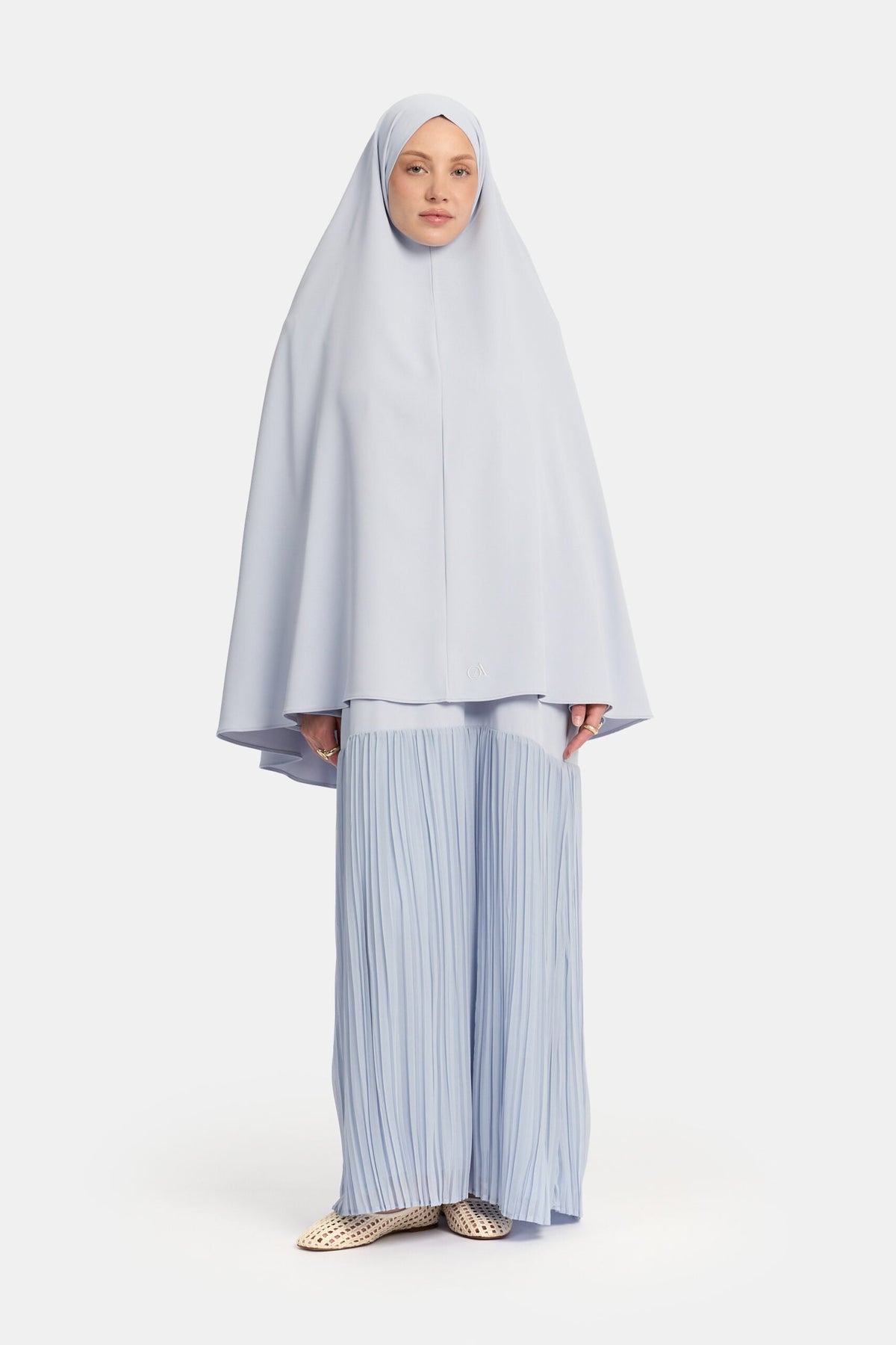 Khimar Soft Blue (Pleated skirt)