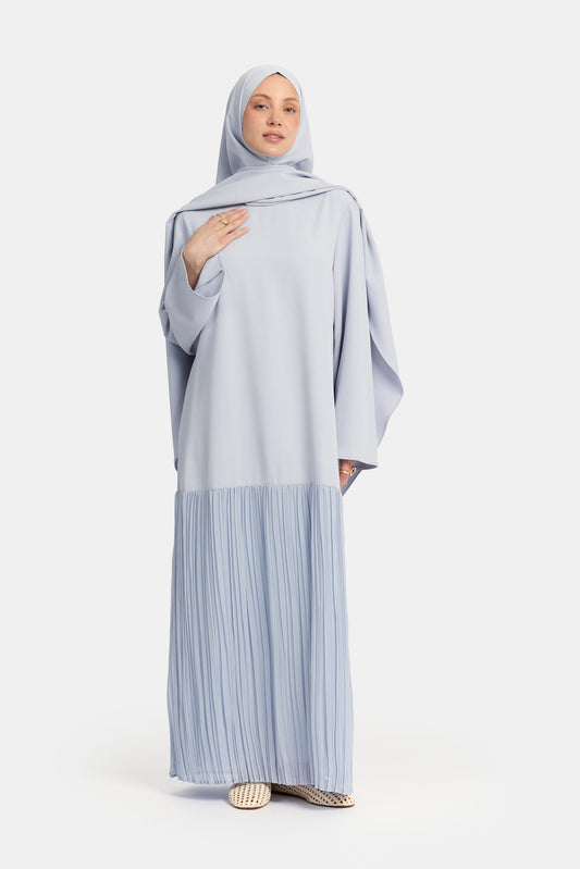 Pleated skirt abaya Soft Blue