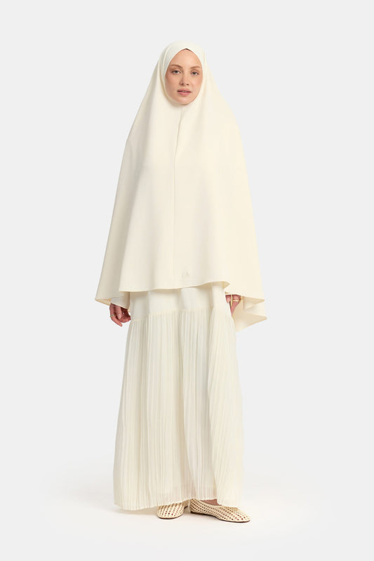 Khimar Cream (Pleated skirt)