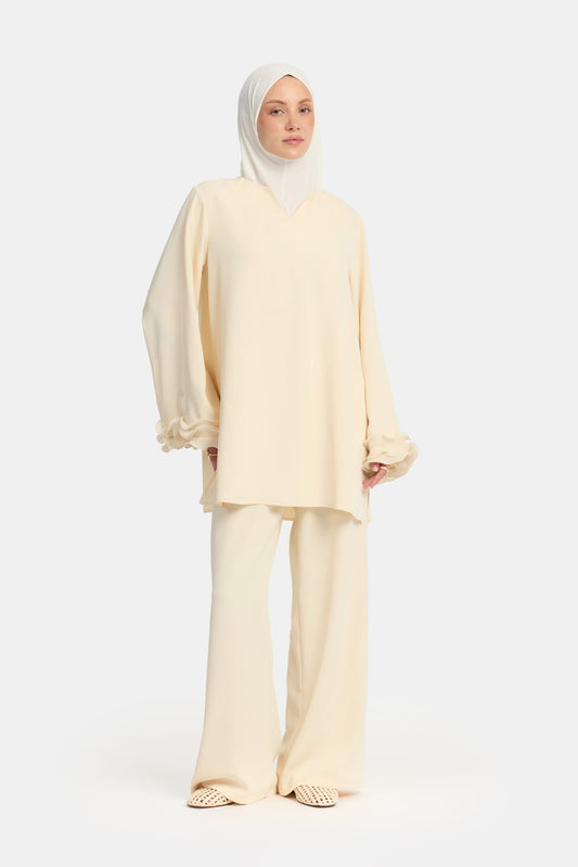 Wrinkle chiffon twinset Butter Cream