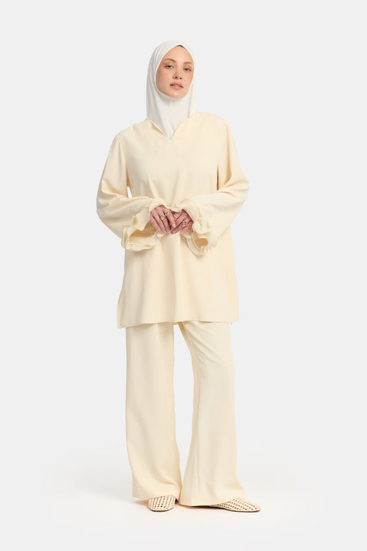 Wrinkle chiffon twinset Butter Cream