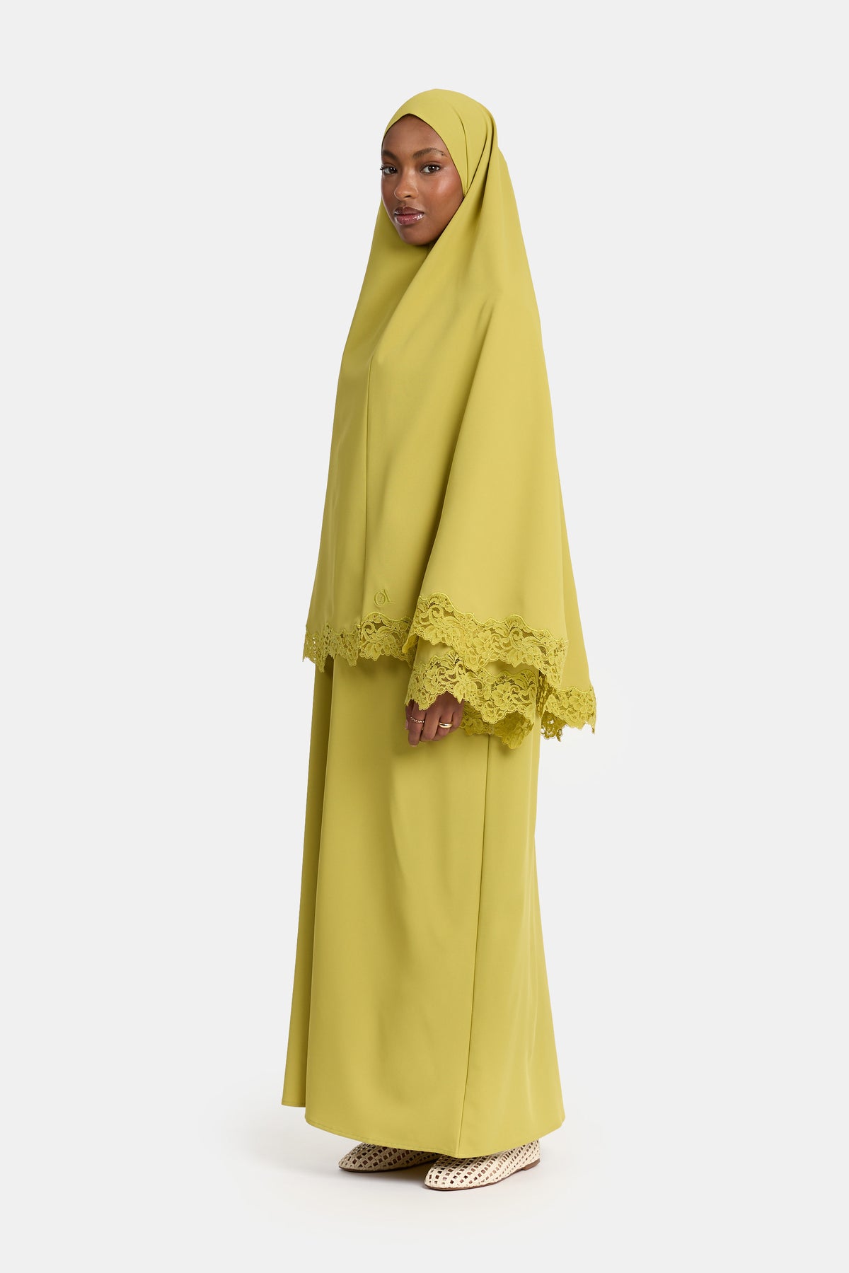 Lace Wavy edge khimar Green Envy