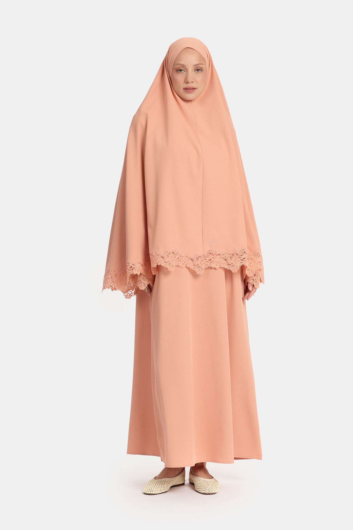 Khimar à bord ondulé en dentelle Muted Clay