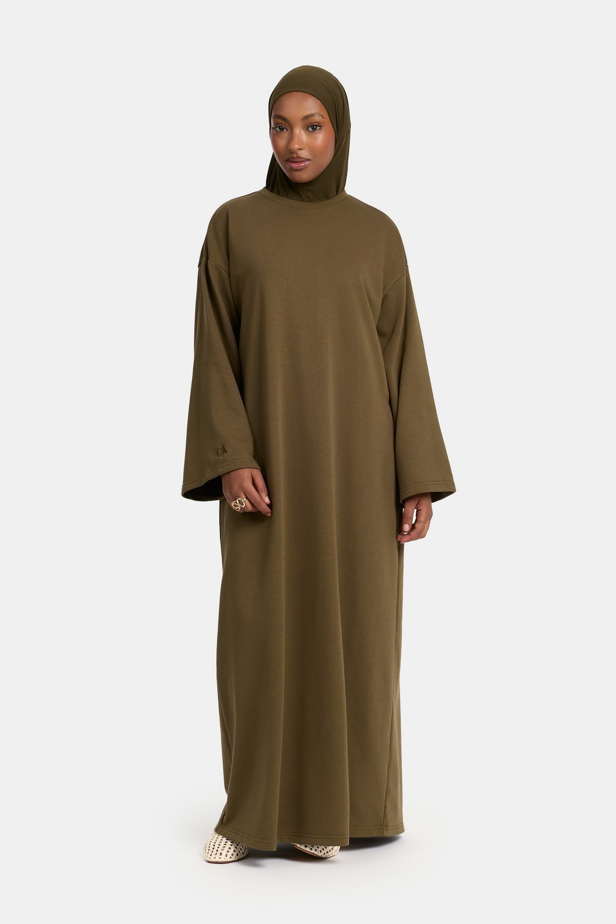 Abaya confortable Olive militaire (Coton)