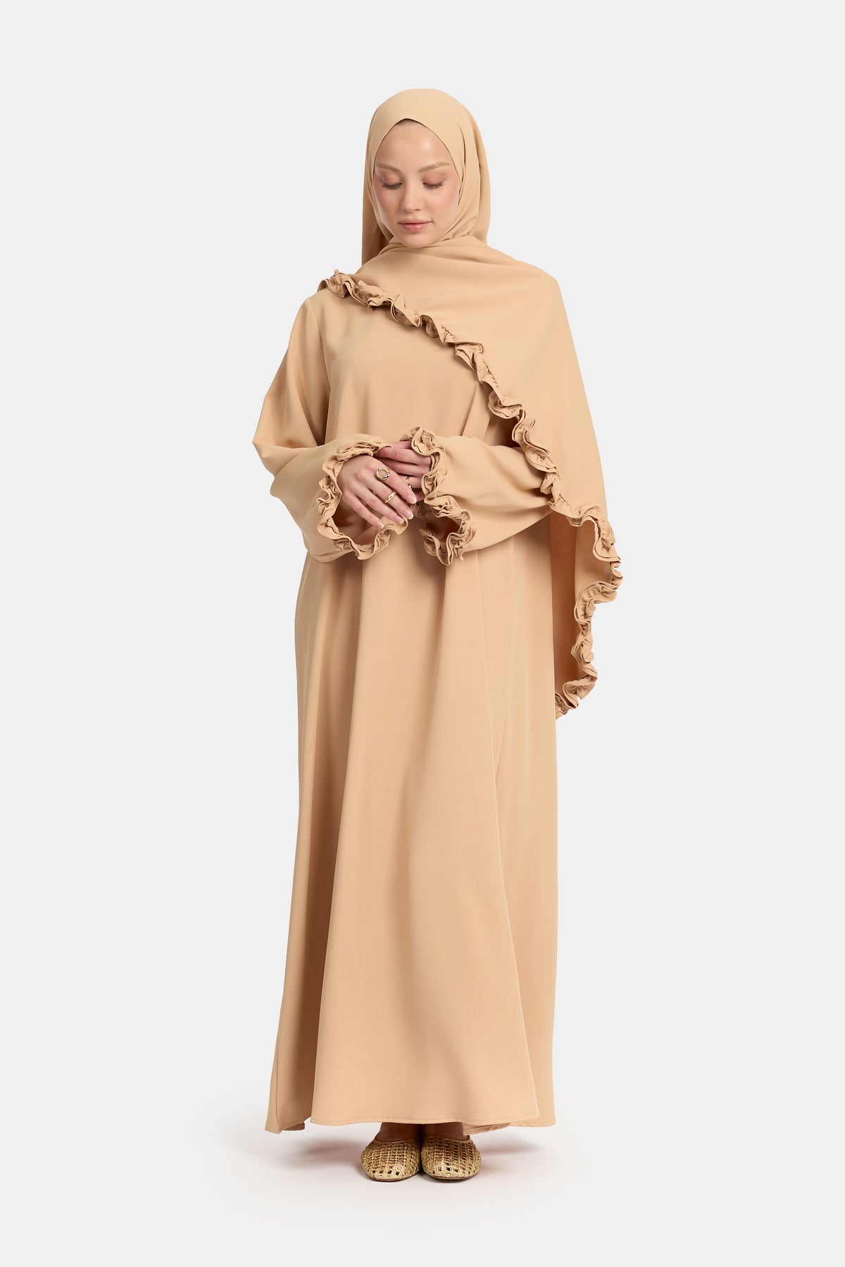 Wavy Ruffle Abaya Candied Ginger